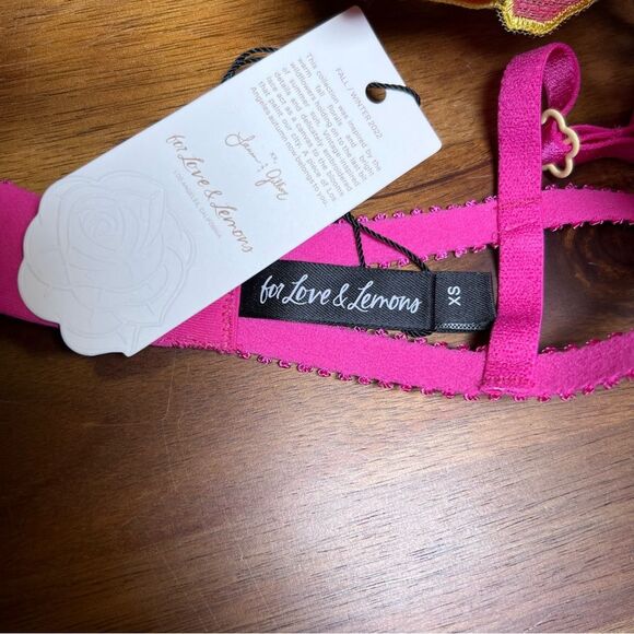 for Love & Lemons bra 🔥 floral lace 🔥 fuchsia pink 🔥 NWT 🔥 extra small - Picture 5 of 5